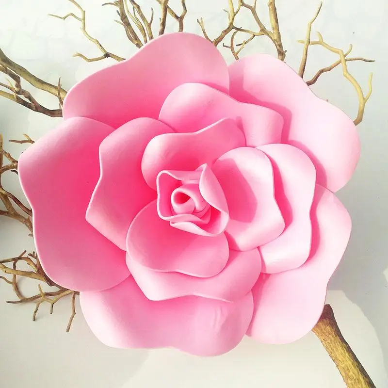 

40cm Giant PE Foam Flat Bottom Rose Artificial Flower Wedding Decoration Backdrop Wall Fake Flower Decor Home Party Roses