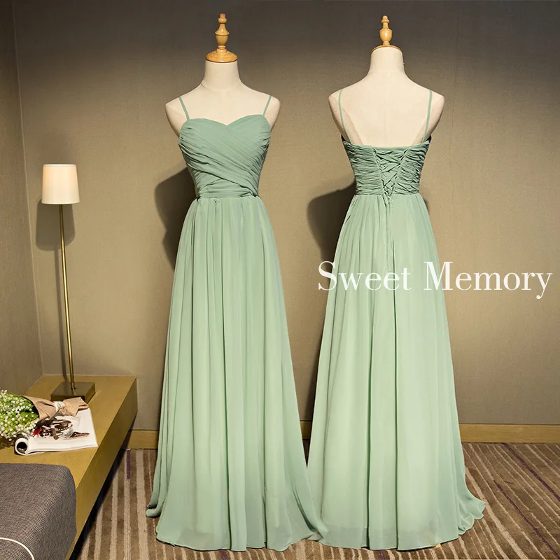 Reject Return Custom Made Green Evening Dresses Bride Sisters Guest Long Chiffon Dress Women Party Robe Bridesmaid Dresses