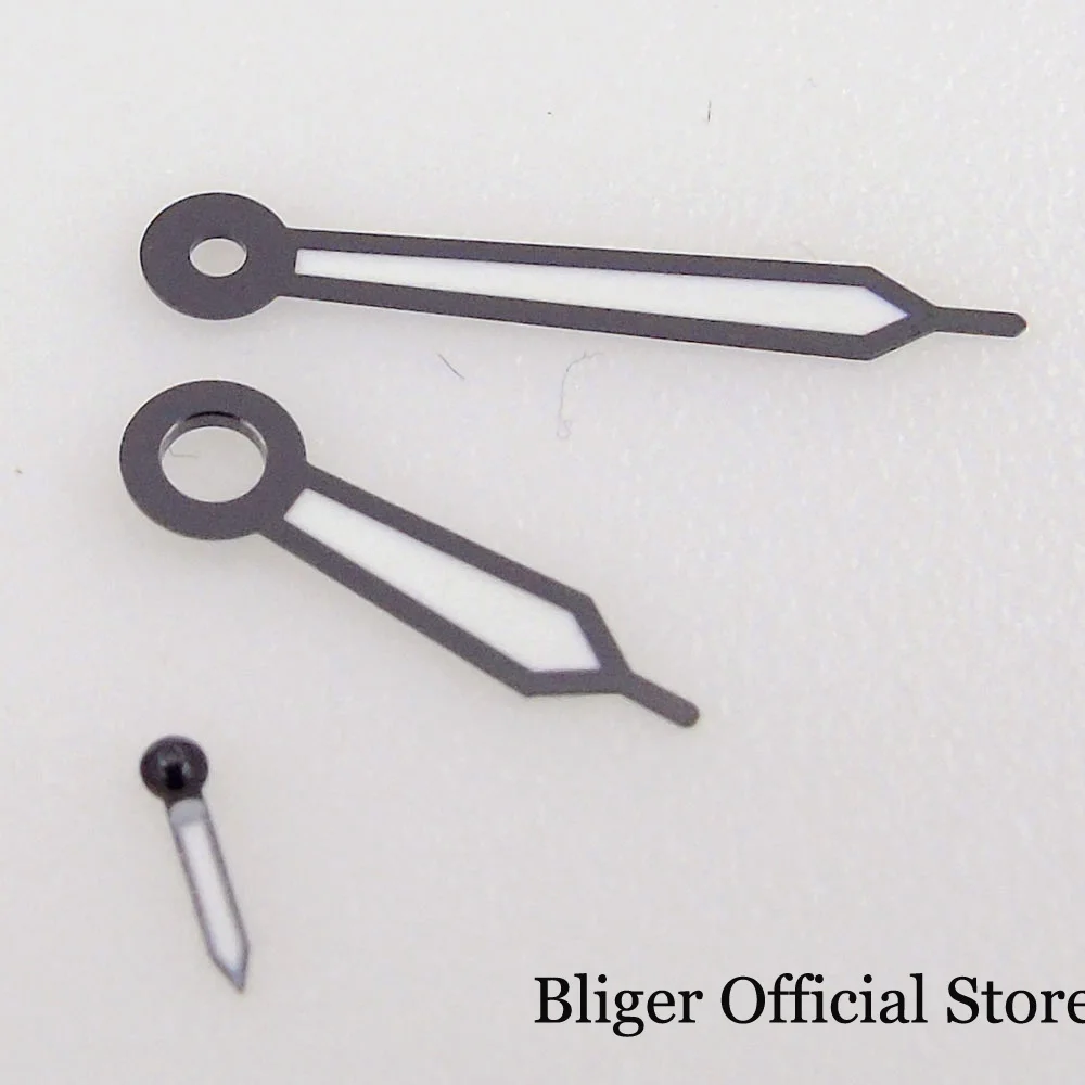 Watch Parts fit ETA 6497 6498 Luminous Watch Hand Needles Set Black Edge Middle White
