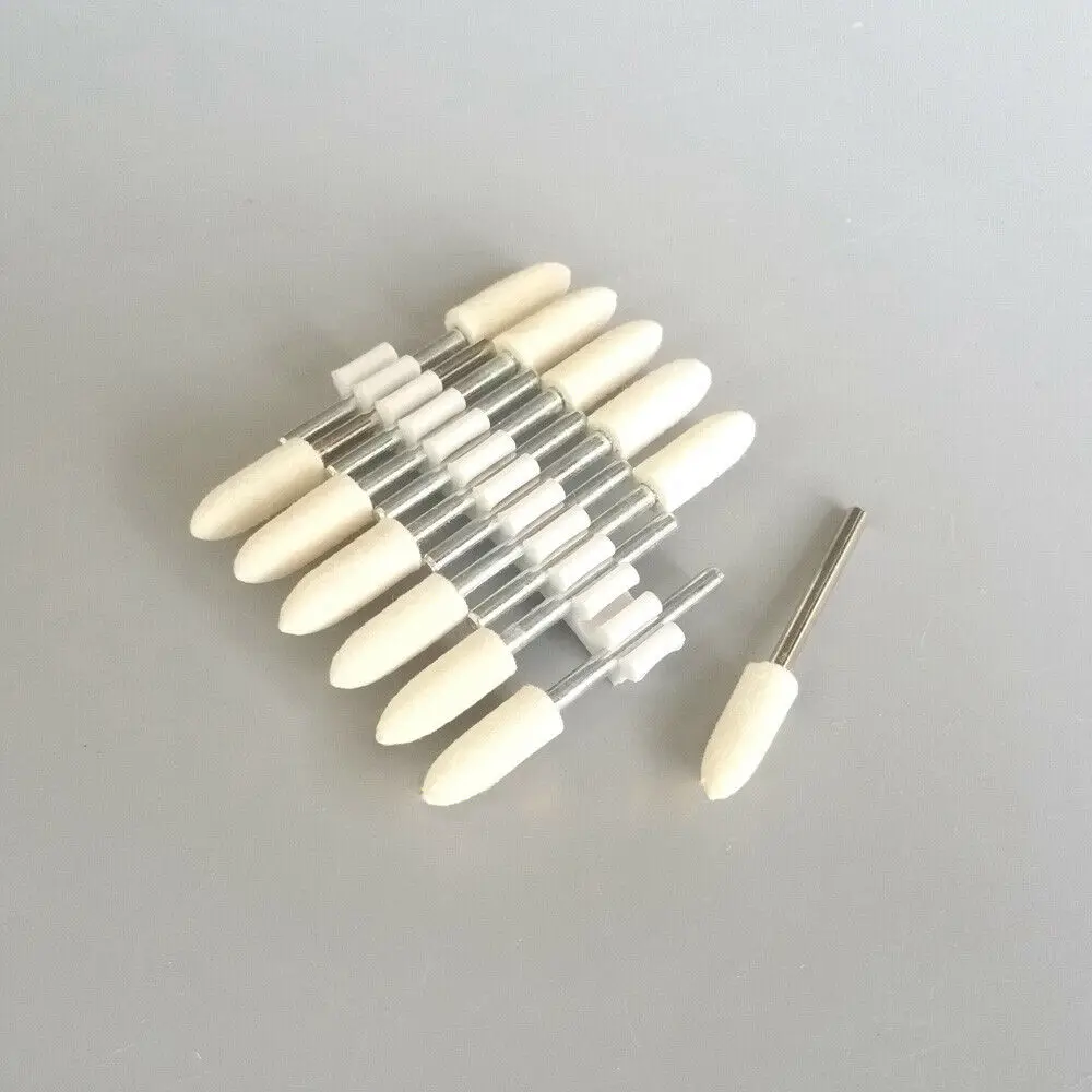12pcs lana feltro lucidatura sbavature punta ruota Bob 3/32 ''gambo per gioielli rotanti