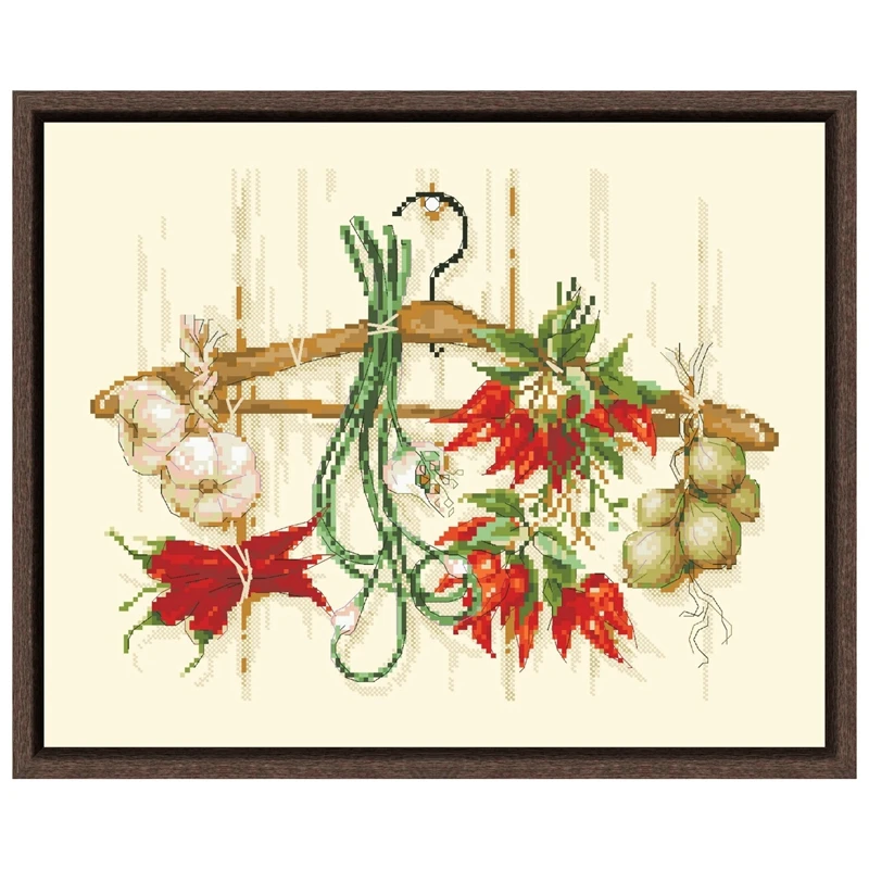 Spicy Condiments cross embroidery kit plants pattern design 18ct 14ct 11ct light yellow canvas Cross-stitch DIY needlework