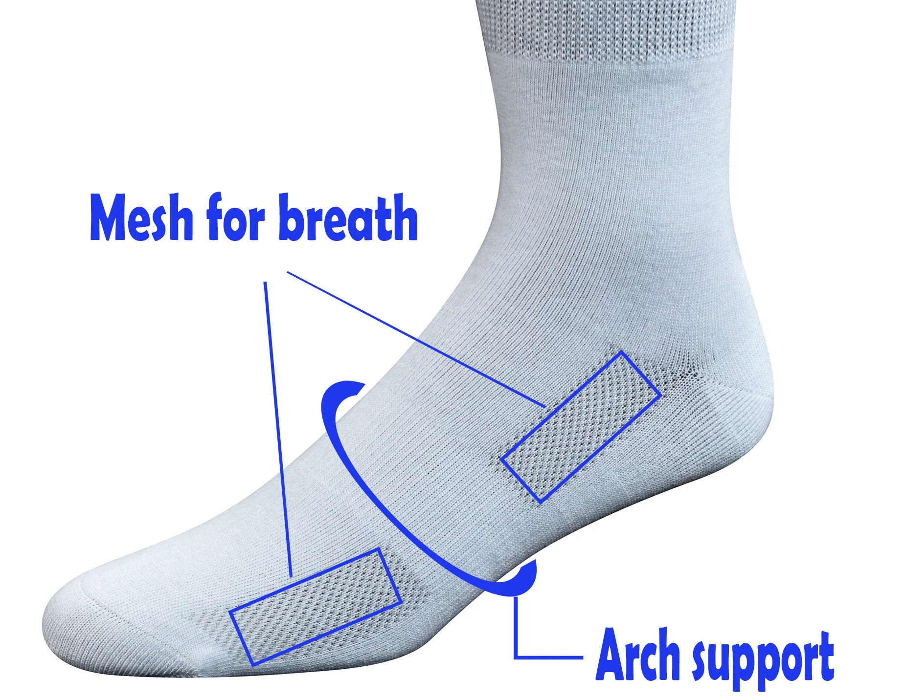 Yomandamor Mens Bamboo Diabetic Over the Calf Breathable Mesh Socks with Non-binding Top,4 Pairs