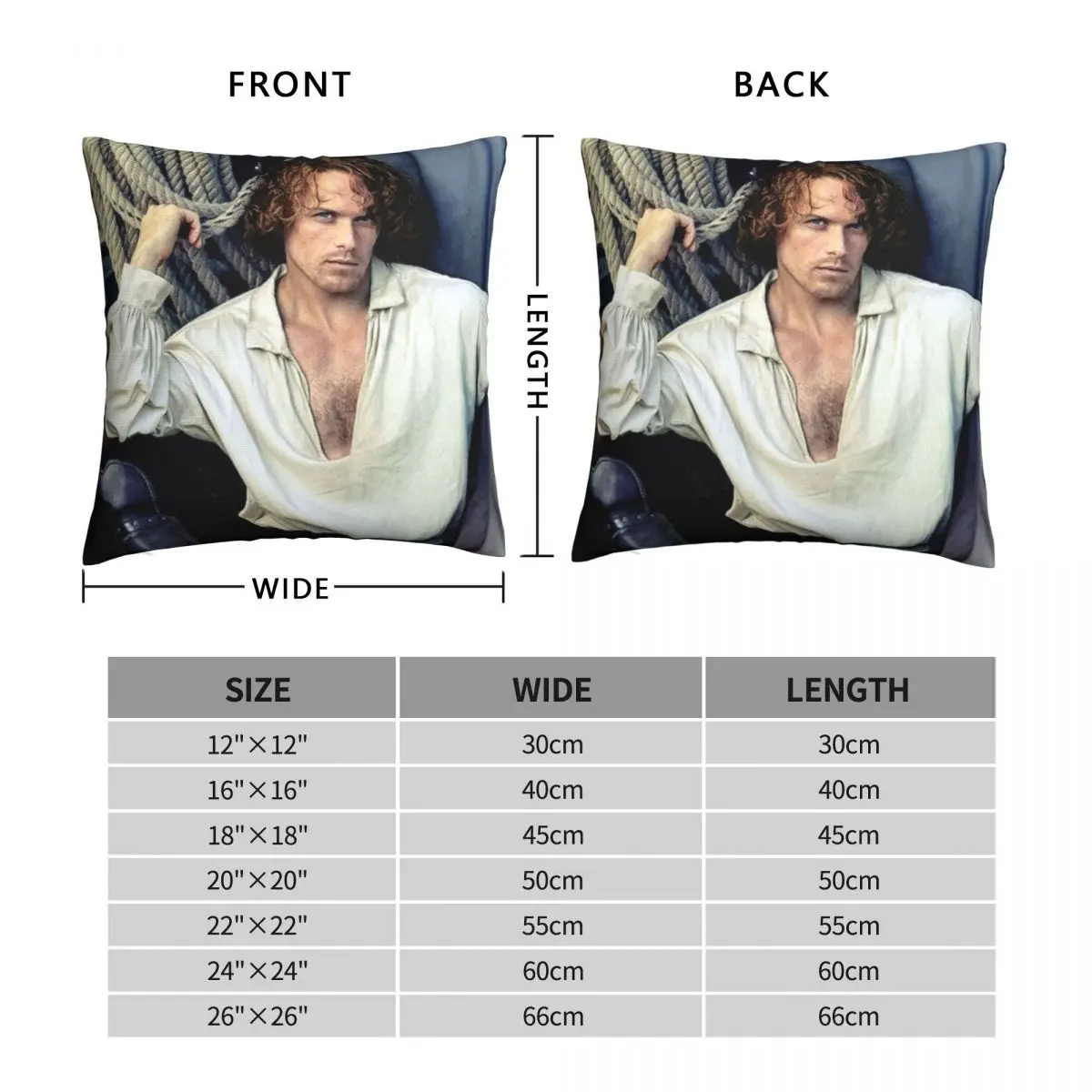 Sam Heughan Jamie Fraser Outlander Square Pillowcase Polyester Linen Velvet Pillow Case Car Cushion Cover Wholesale 45x45