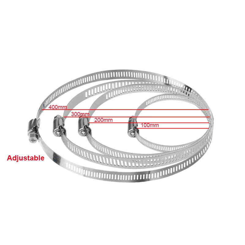 Länge Verstellbare Edelstahl Schlauch Klemme Hoop Durchmesser 100/200/300/400mm Rohr Pol Halterung wurm Getriebe Für CCTV Kamera