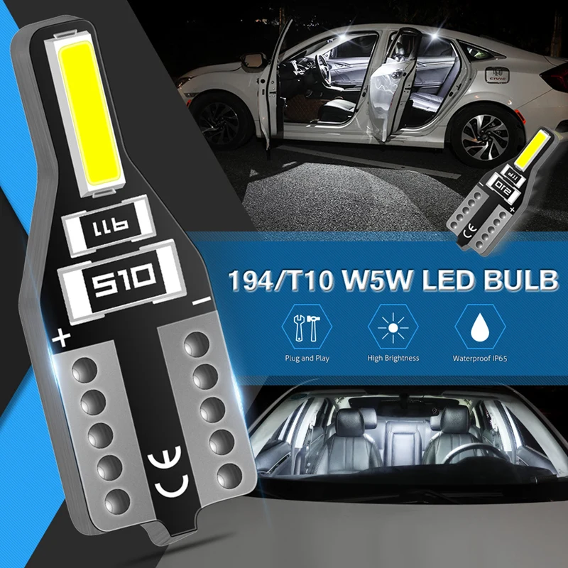 T10 194 168 W5W Led Bulb Car Interior Light For Toyota Corolla Avensis Yaris Rav4 Auris Hilux Prius Camry Celica C-HR Ipsum