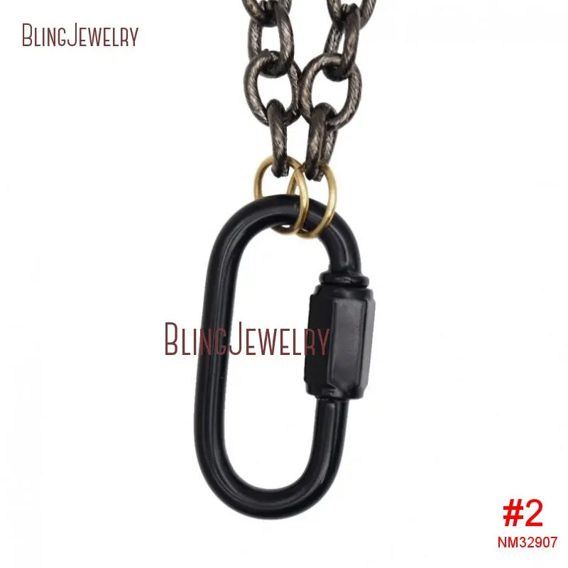 Red Black White Enamel Screw Clasp Necklace Oval Carabiner Lock  Gunblack Chain Women Stainless Steel Jewelry NM32912