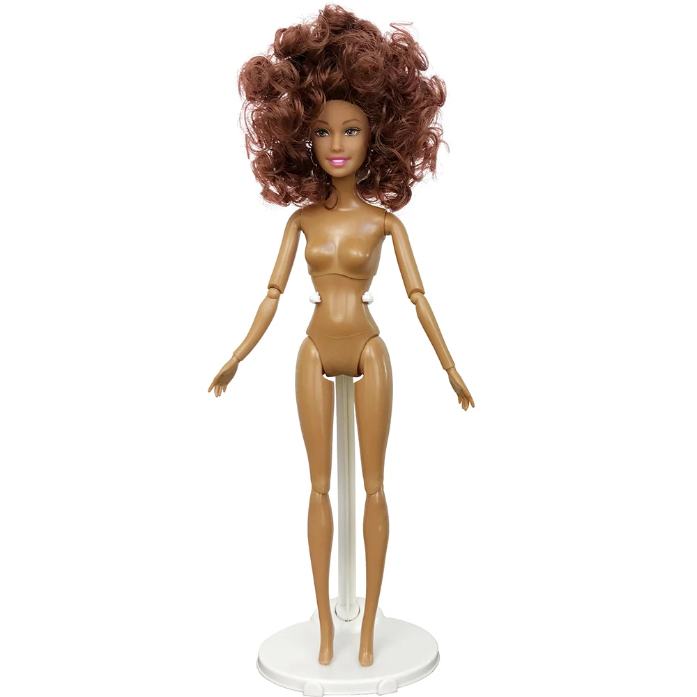 

1PC Brown Nude Doll with Colorful Hair Curly Head for 1/6 Dolls Baby Movable Joint African Doll Toy Accessories for Girl Gifts
