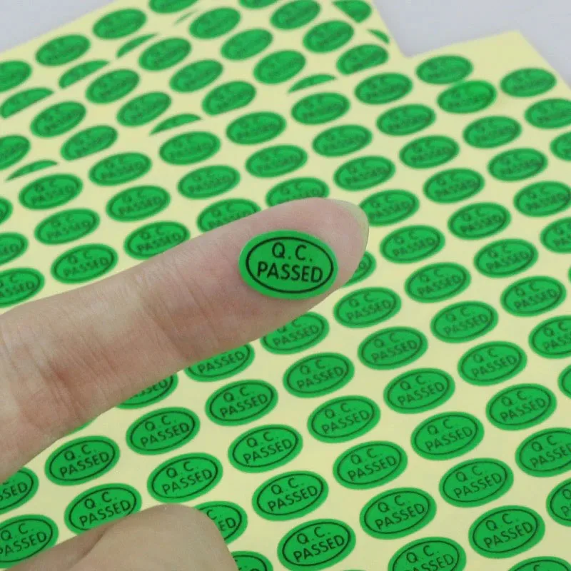 wholesales 2700pcs/lot QC stickers lable paper QC PASSED label stickers self adhensive oval stickers white/green