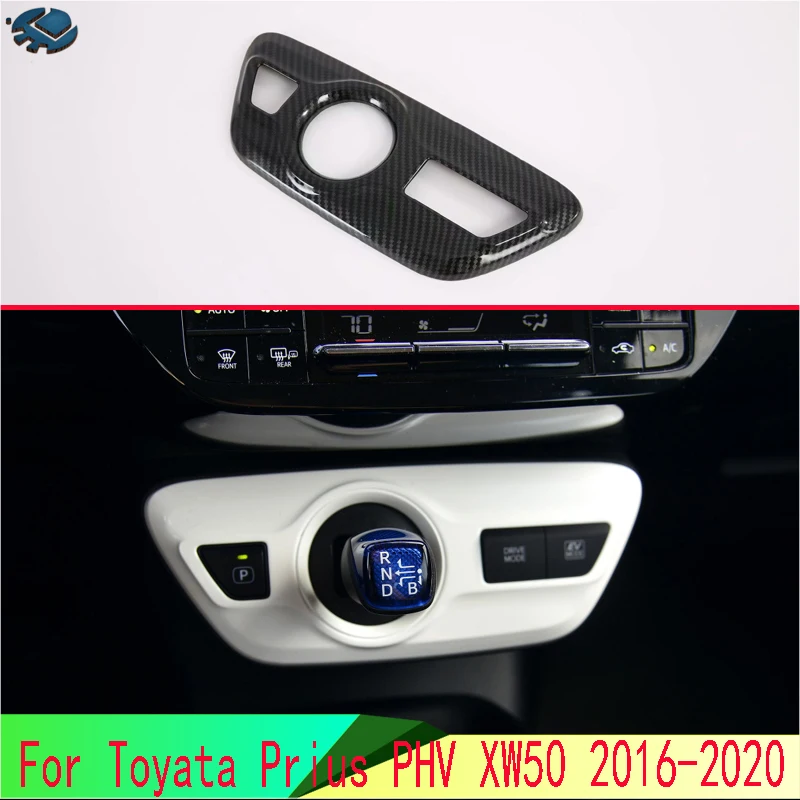 For Toyata Prius PHV XW50 2016-2020 Car Accessories Carbon Fiber Style Gear Shift Panel Center Console Cover Trim