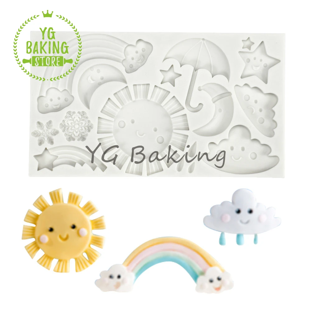 

Dorica New Arrival Sun/Rainbow/Cloud/Star Silicone Mold Fondant Cake Decorating Tools Kitchen Cake Supplies Bakeware