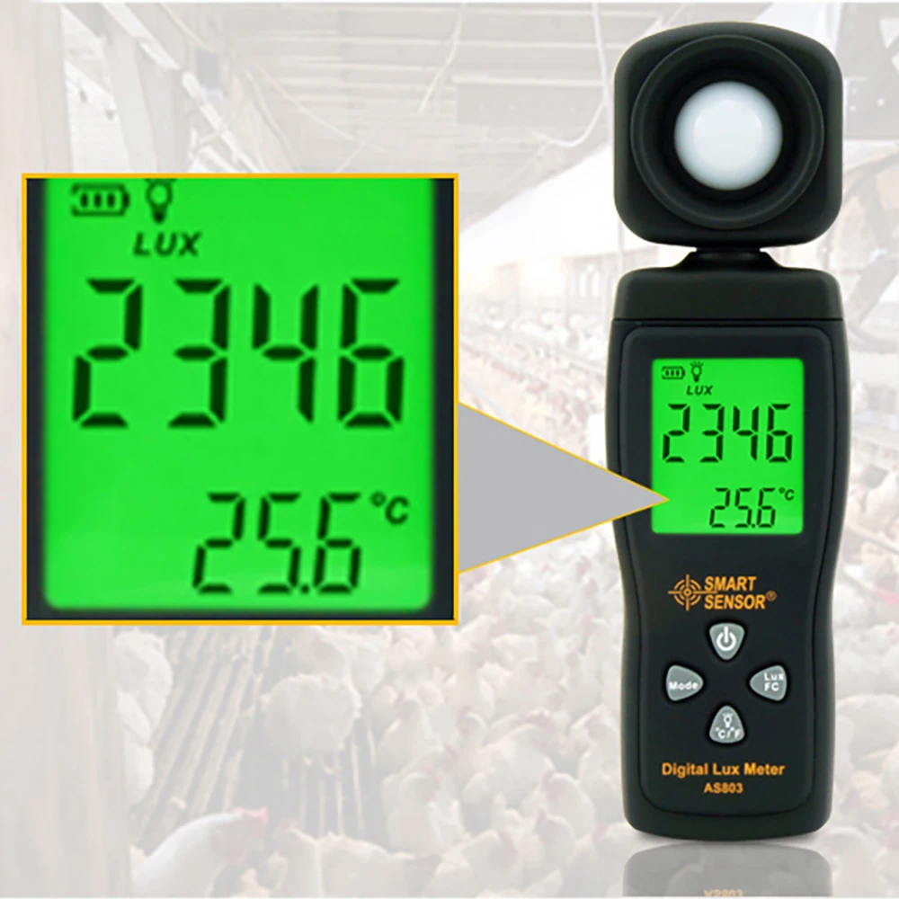 SMART SENSOR AS803 Digital Lux Meter Luminance Tester Light Meter 1-200000 Lux Tools fotometro spettrometro Actinometer