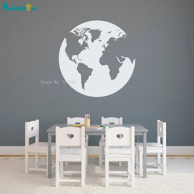 Planet Earth Wall Stickers Art Design World Map Home Living Room Globe Cosmos Vinyl Murals Removable YT6007