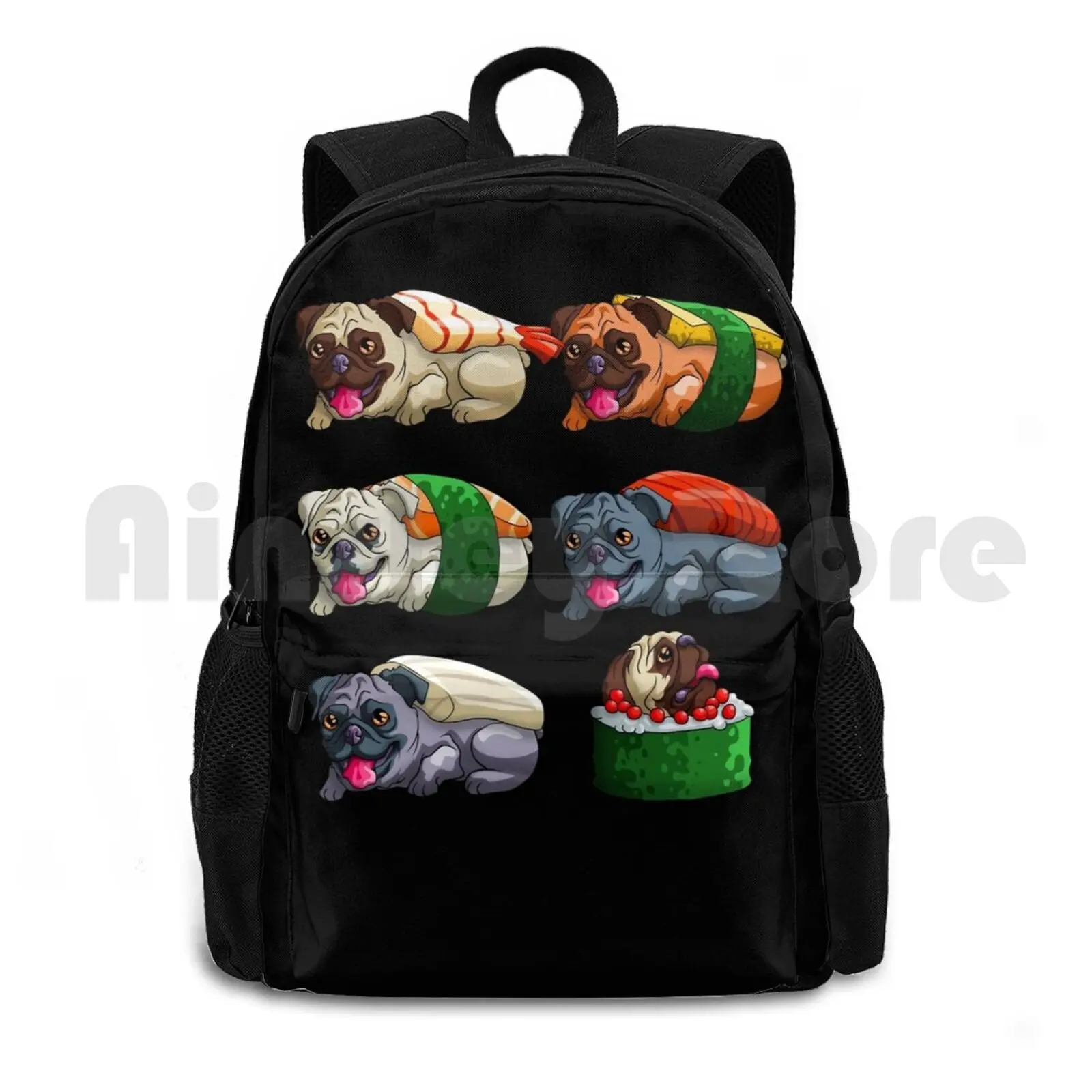 

Sushi Pug Funny Pugs Sushi Anime Kawaii Outdoor Hiking Backpack Waterproof Camping Travel Sushi Food Japan Japanese Cute Funny