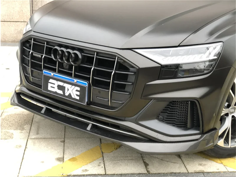 For Audi Q8 2019 2020 2021 2022 Real Carbon Fiber Bumper Front Lip + Rear Diffuser+Side Skirt+ Spoiler Protector