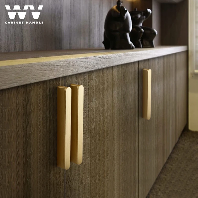 WV Cabinet Handles Brushed Copper Black Aluminum Alloy Kitchen Handles Cupboard Pulls Drawer Knobs Furniture Door Hardware 205
