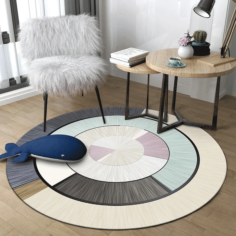 

Nordic Concise Carpets for Living Room Kid Room Ins Round Carpet Bedroom Modern Home Decor Geometric Rugs for Children Room