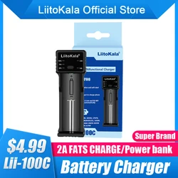 LiitoKala Lii-100C 21700 caricabatteria per 18650 18350 26650 16340 RCR123 14500 3.7V 1.2V Ni-mh Ni-Cd 2A USB smart Charger