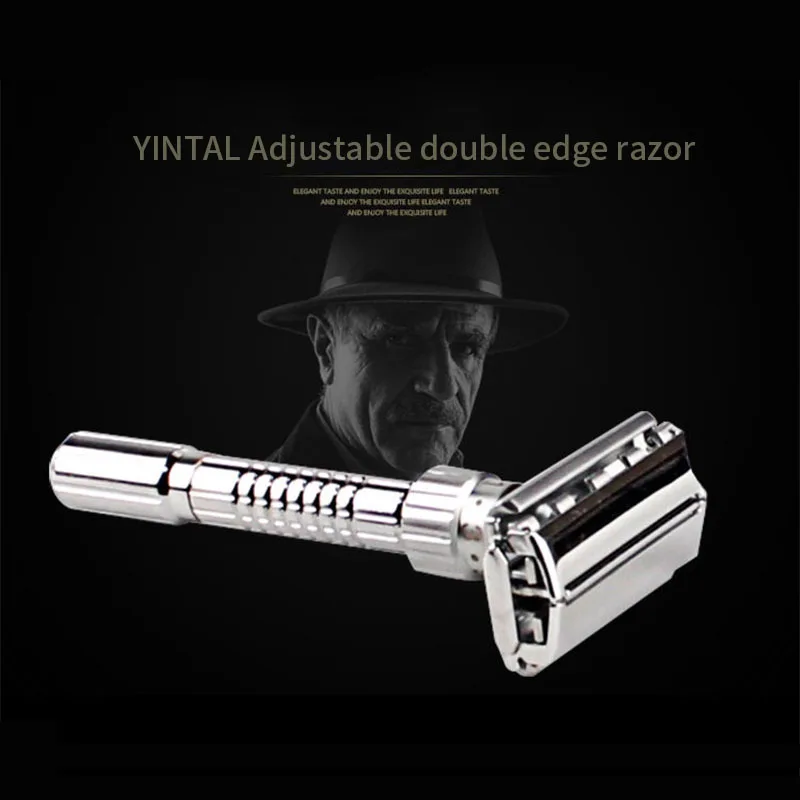 New adjustable double side shaving safety razor blade zinc alloy chrome 5 blade razor  Short handle classic safety razor double