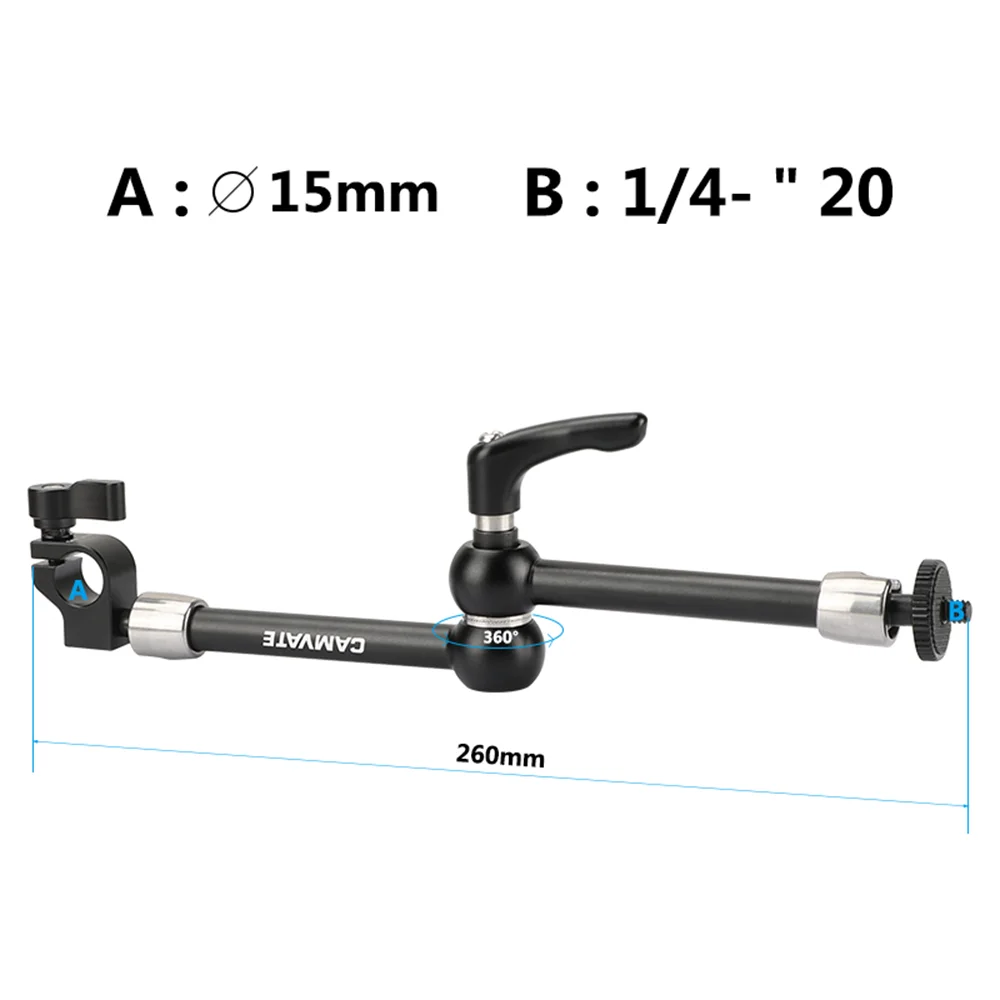 Шарнирный магический рычаг CAMVATE 7,5 дюйма с шариковой головкой и разъемом 1/4 дюйма для крепления обуви, микрофона, стержней 15 мм, монитора, вспышки светильник