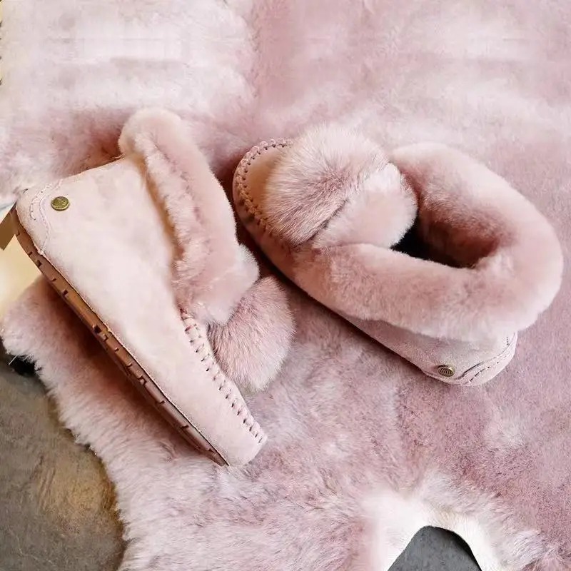 In 2022, Chinese High-Quality Brand Women\'s Snow Boots, Real Leather, 100% Natural Wool Fashionable And Warm Women Shoes