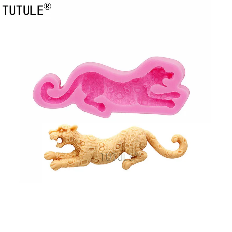 Leopard Panther silikonowe formy masy cukrowej czekolady cukierki DIY Cupcake Topper dekoracje cukru glina polimerowa Craft Leopard Mold