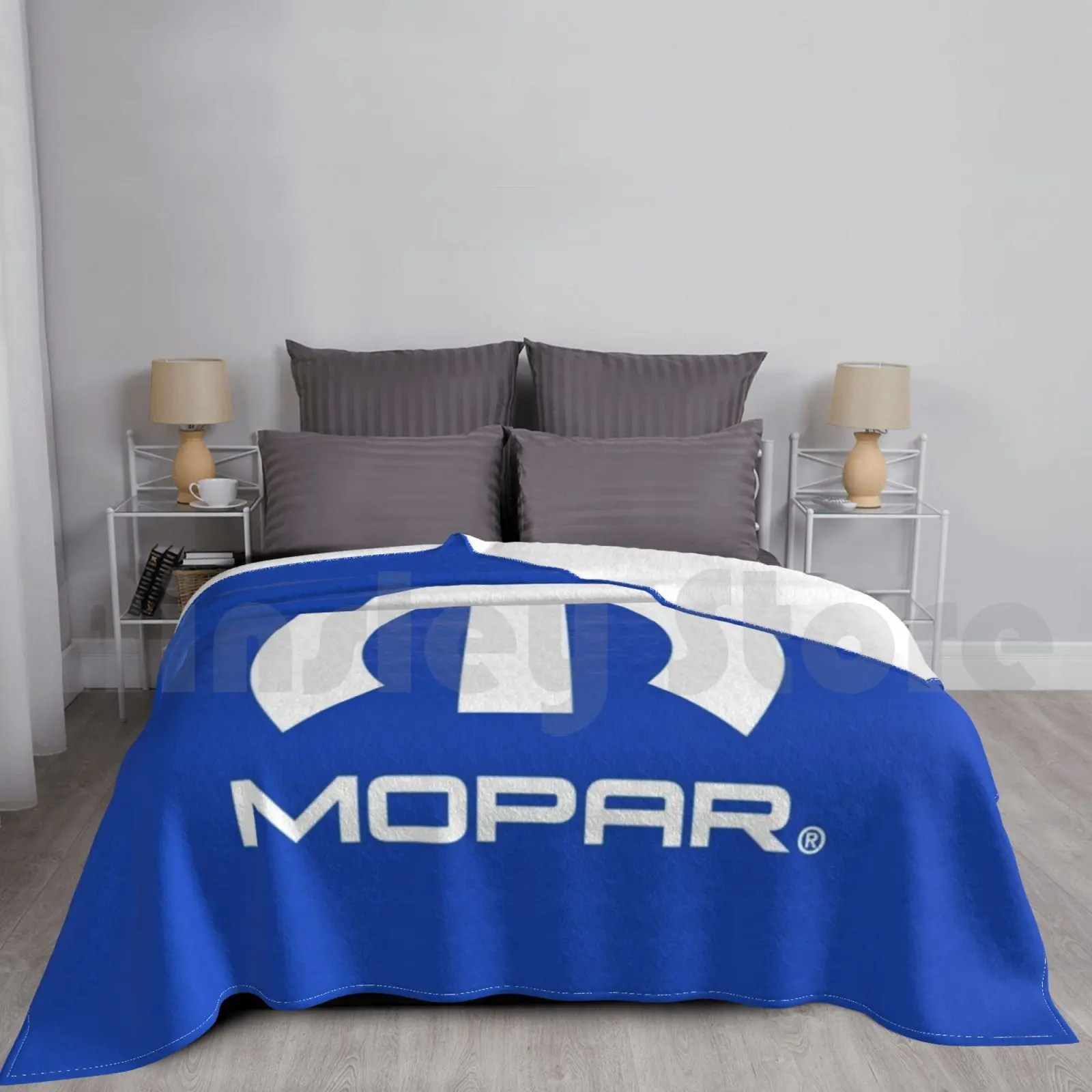 Mopar White Logo Fan Art Blanket Super Soft Warm Light Thin Mopar Logo Symbol Parts Fiat Chrysler Muscle Car Cars