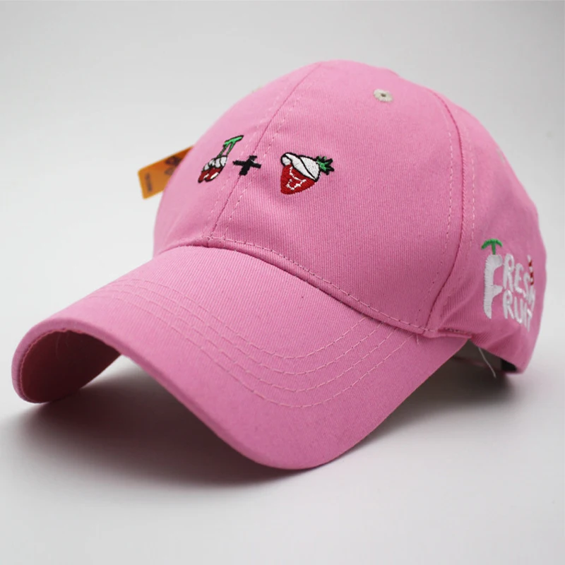 New Arrival Spring Leisure Fresh Fruit Embroidery Hat Strawberry Banana Cherry Orange Peach Baseball Cap For Women