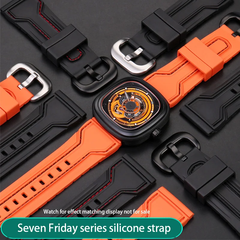 WatchBands for Seven Friday Rubber Watch Strap Waterproof Watch Band Sevenfriday Wristband Bracelet P3C/02/SF-M3/04/P1B/01