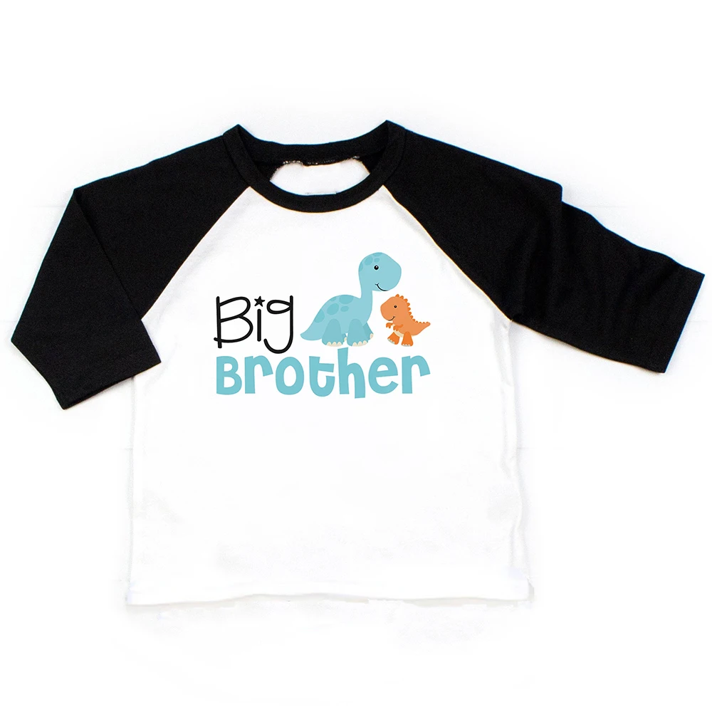 Winter Autumn Tshirt Big brother little Brother dinosaur Shirt Brother Raglan sleeve Dinosaur tops Big brother announcement gift