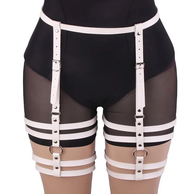 

Layered Leather Leg Harness belts Garter Goth Stockings Sexy Lingerie Women Body Straps Thigh Belt Suspender accessories