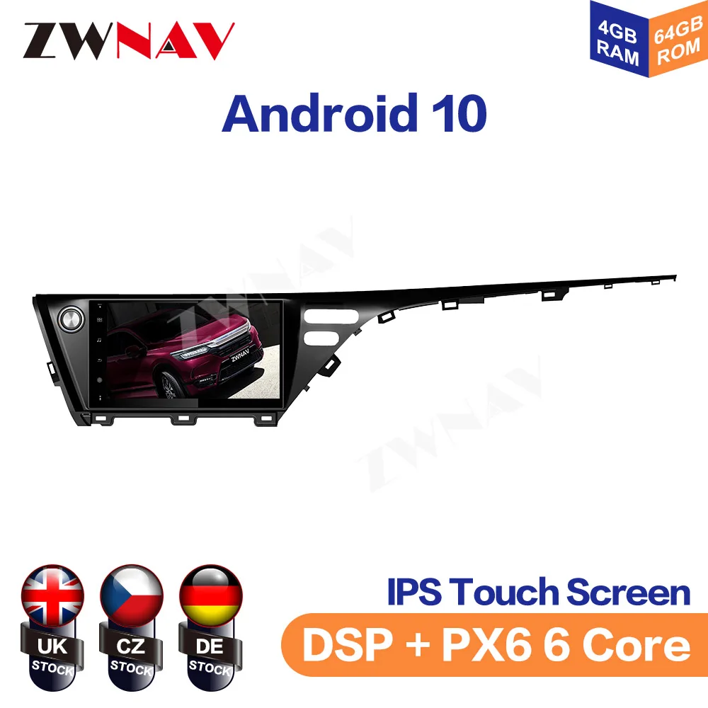 Android 10 IPS Screen PX6 DSP For Toyota Camry 2017 2018 2019 No Car DVD Player GPS Multimedia Player Radio Audio Stereo 2 DIN