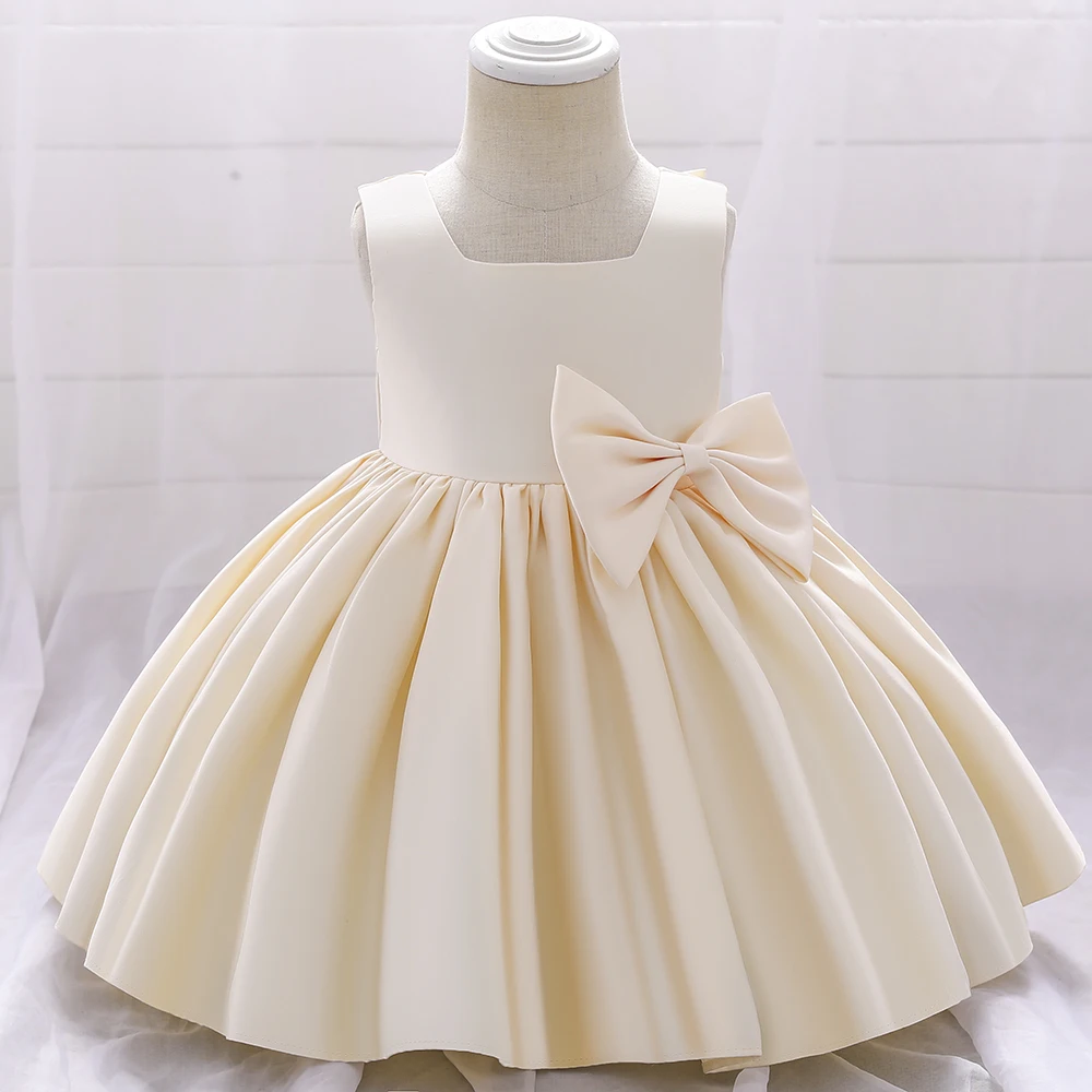 Kids Princess Dress For Girls Wedding Party Dresses Big Bow Infant 1st Birthday White Christening Gown Children Evening Dresses