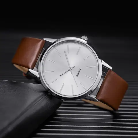 2025 Men Watches Top Brand Luxury Brown Leather Band Quartz Wristwatch Men's Casual Simple Watch Wrist Male Clock Reloj Hombre