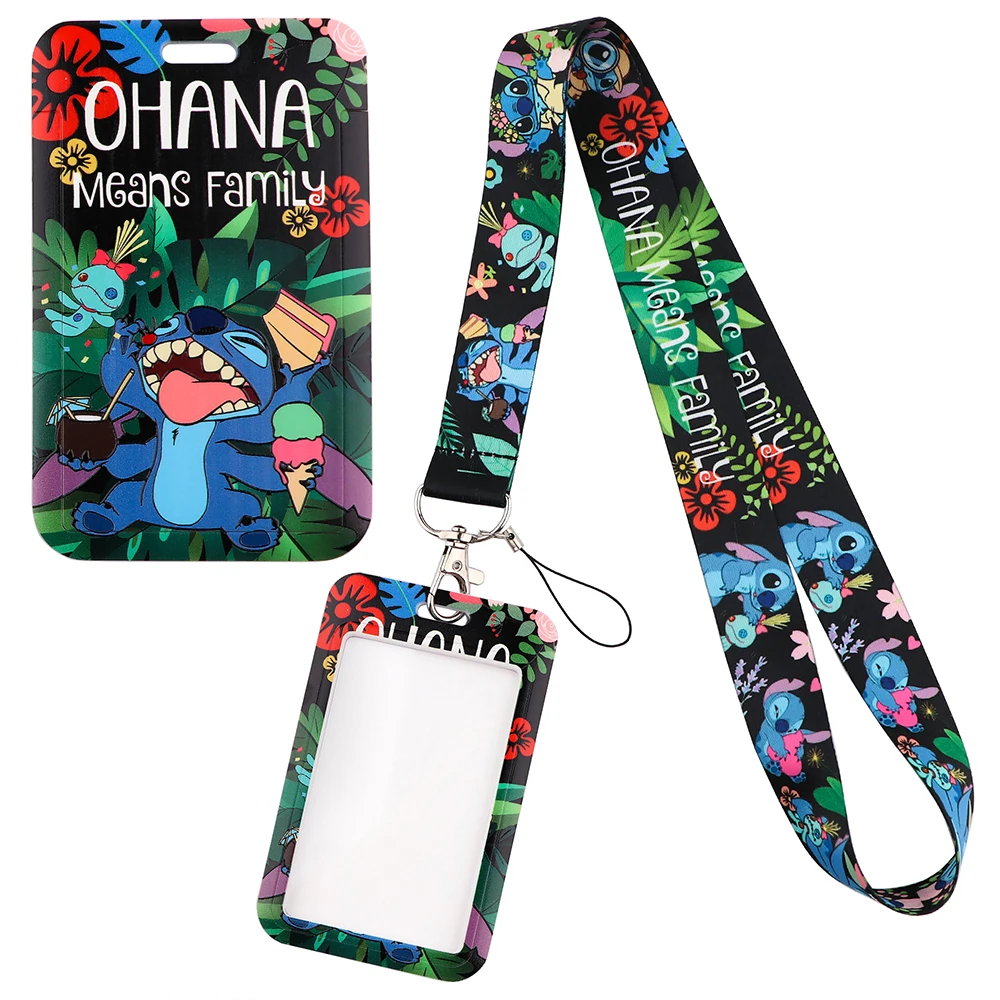 YQ883 Stitch Lanyard Alien Monster Phone Strap Key ID Pass Card Badge Holder Cartoon Keychain Hang Rope Lariat Kids Gift