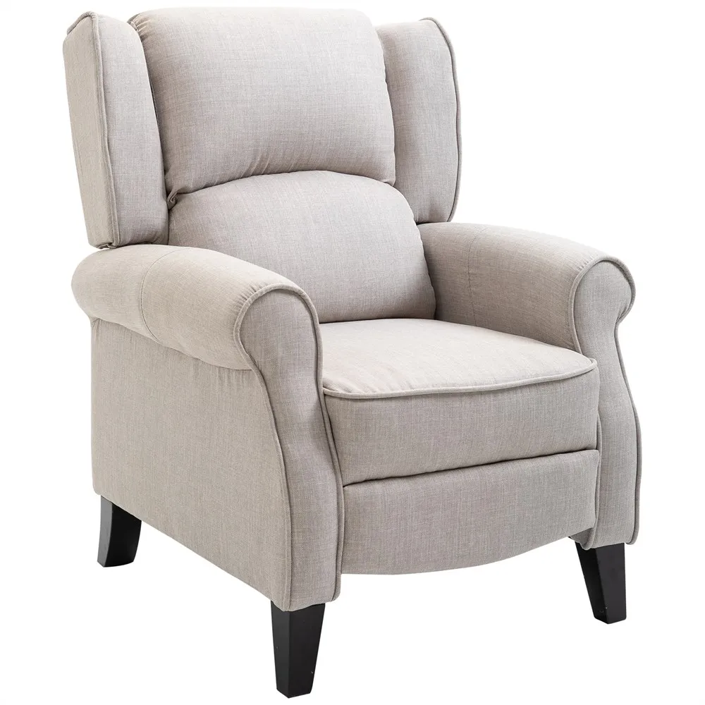 HOMCOM 160 ° Manual recline chair with retractable footrest upholstered in burlap 81x84x105cm