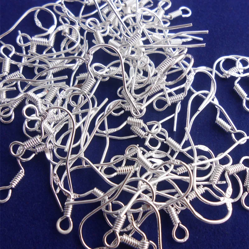 50/100 sztuk komponenty do wyrobu biżuterii posrebrzane ryby miedziane kolczyki z haczykiem tłoczony 925 Earwire 17*15MM