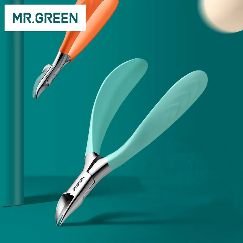 MR.สีเขียวเล็บเครื่องมือสแตนเลสสตีลหนา Toenails คุด Cuticle Nipper Trimmer Plier กรรไกรเล็บ Clippers