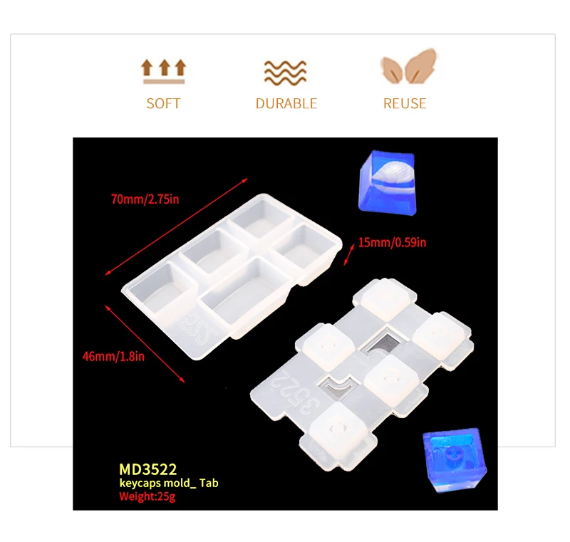 TC156 DIY Set Manual Mechanical Gaming Keyboard Key Caps Resin Clavier Silicon Molds Keycap Mold For Art Epoxy Handmade Crafts