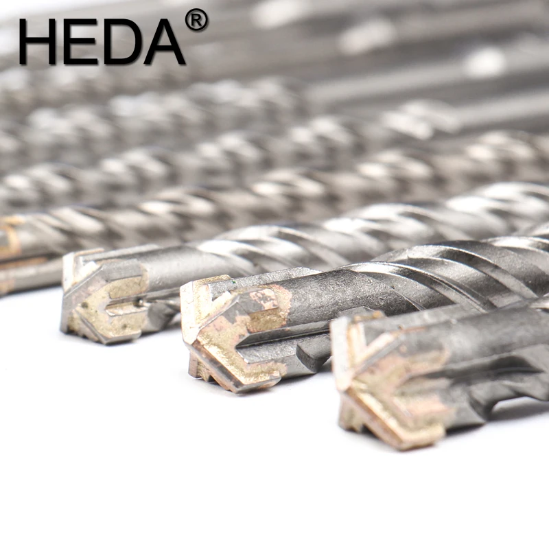 5-16Mm 9Pcs SDS Plus Shank 160Mm Listrik Palu Bor Bit Set Cross Tipe Baja Tungsten paduan untuk Batu Beton Batu