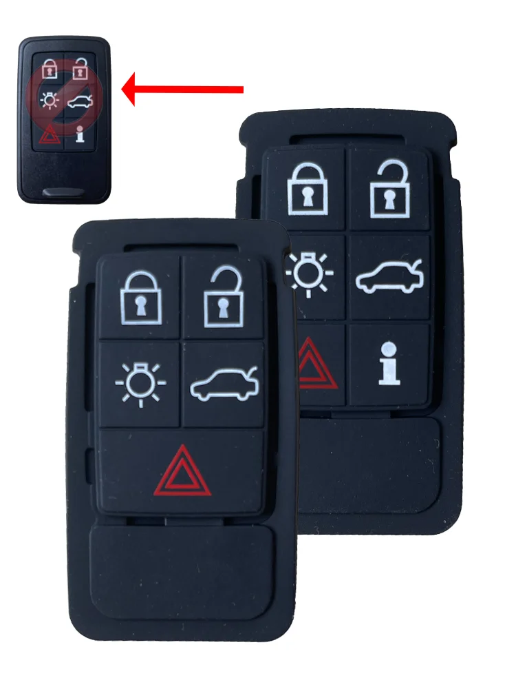 5 6 Buttons Remote Key Rubber Pad Replacement FOB For Volvo S60 S80 XC70 XC90 Black Rubber Mat Remote Key FOB Silicone Case