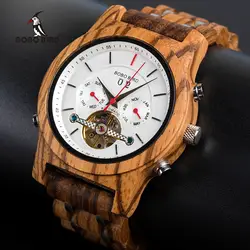 BOBO BIRD orologi meccanici uomo donna orologio da polso automatico doppio Tourbillon orologio da polso in legno con bilanciamento in metallo Relogio