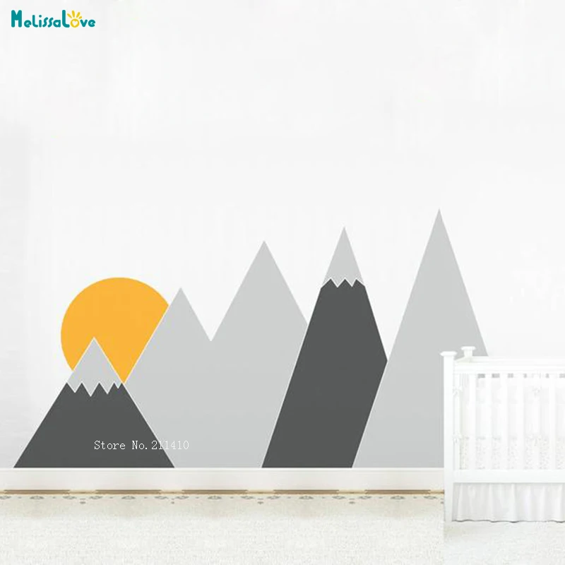 

Three Colors Mountains Nursery Wall Sticker Simple Design Home For Kids Baby Decor Vinyl Art Decals Removable YT2468A