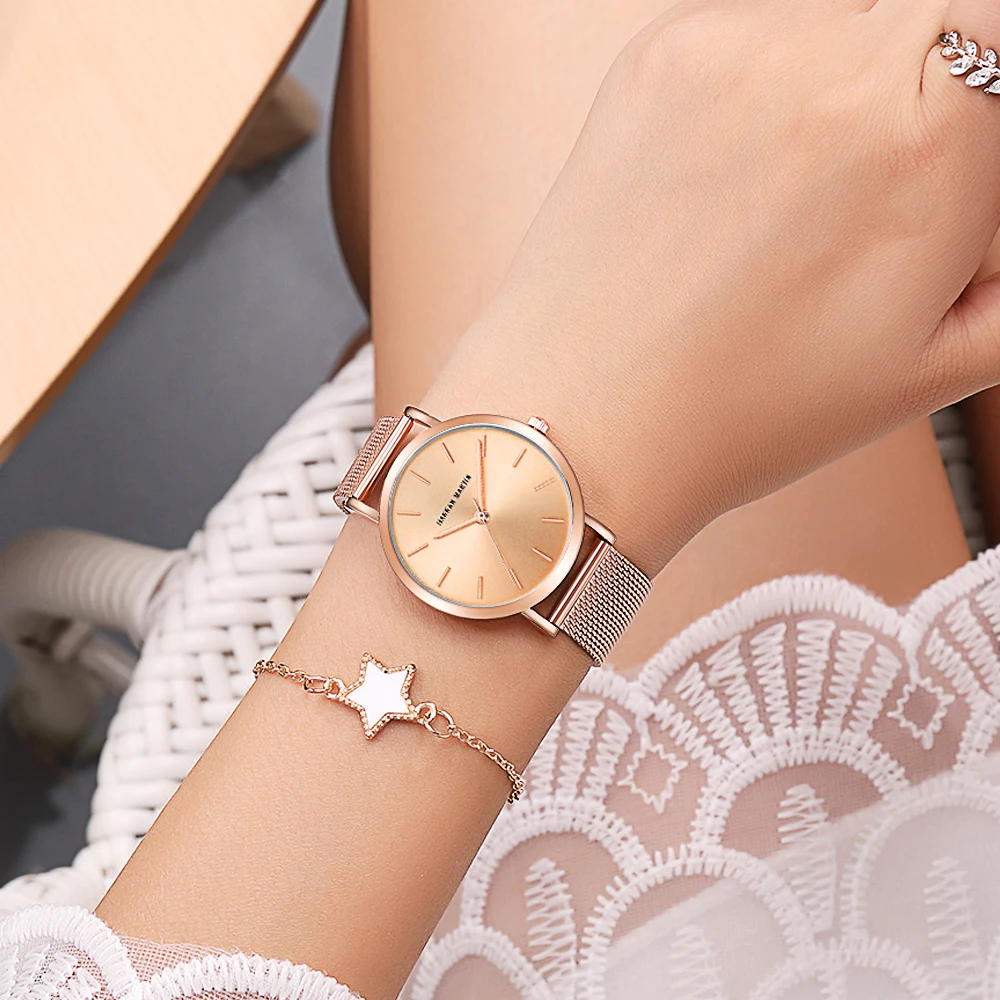 Hannah Martin Quality Stainless Steel Band Japan Quartz Movement Waterproof Women Full Rose Gold Ladies Luxury Wrist Watch