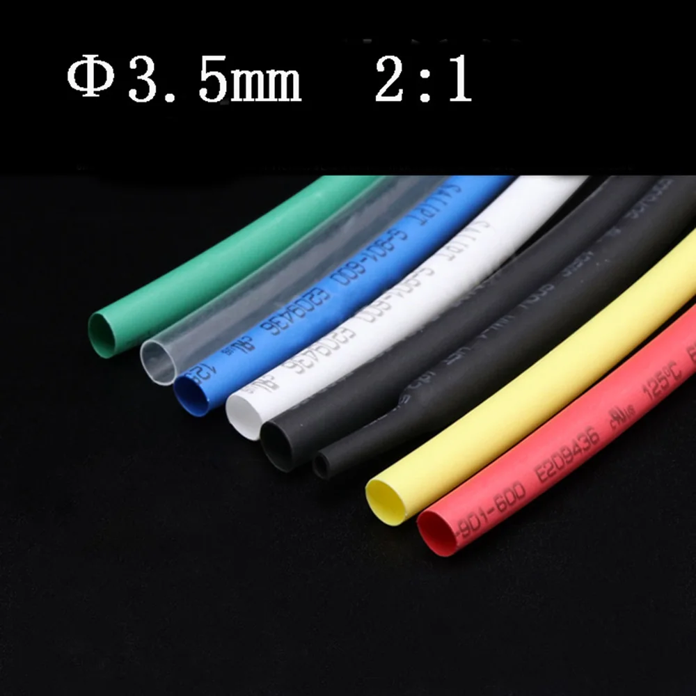 

Φ3.5mm 2:1 Heat Shrink Tube Shrinkable Heatshrink Tubing Electrical Wire Sleeves White/Red/Green/Blue/Transparent/Yellow/Black