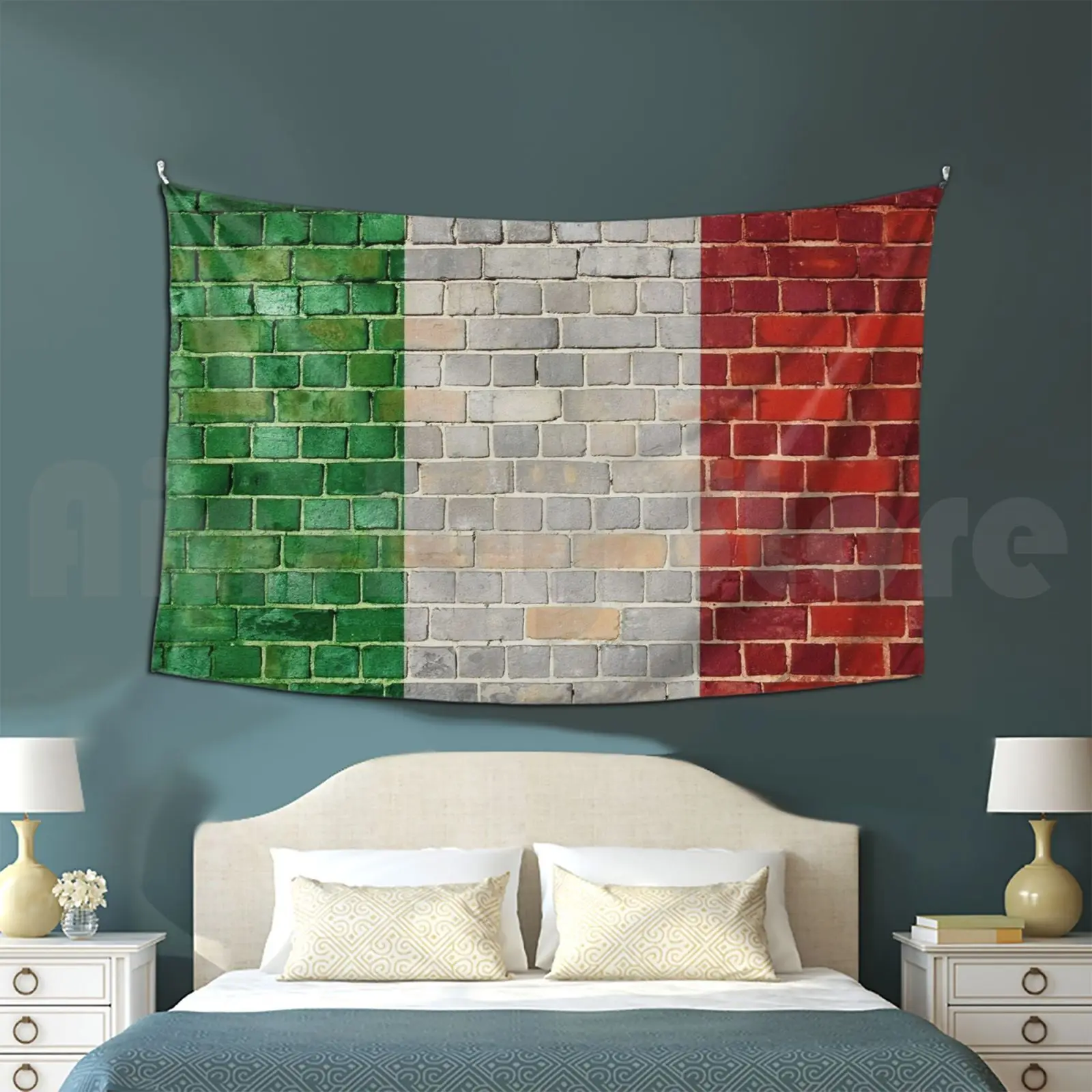 Tapestry Italy Flag On A Brick Wall 945 Country Dirty Faded Flag Identity Brickwall