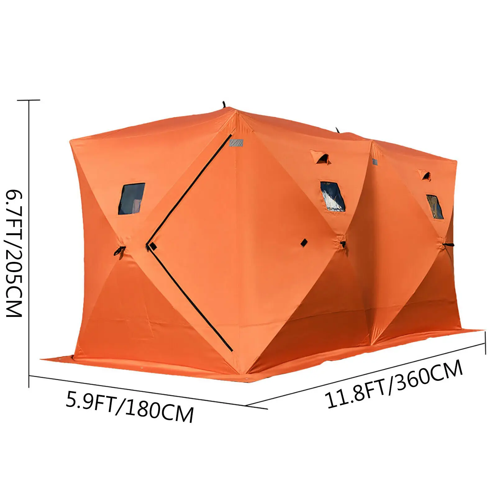 VEVOR Tenda da Pesca sul Ghiaccio, 360x180x205cm 13,2kg Tenda da Pescare per Riparo del Ghiaccio in Materiale Tessuto Oxford 300D per La Pesca, Il Campeggio, L'Escursionismo e Altre Attività all'Aperto