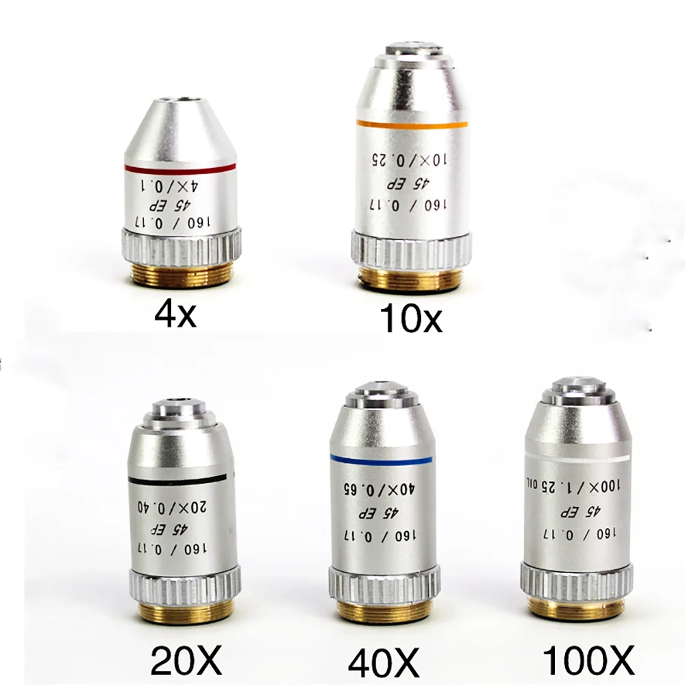 

Полуплан ахроматического объектива 4X/10X/20X/40X/100X 195 мм конъюгированное расстояние для биологического микроскопа 160/0.17 45EP