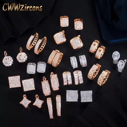 CWWZircons Designer Cubic Zirconia 585 Gold Plated Circle Round Huggie Hoop Earrings for Women Wedding Bridal Jewelry CZ789