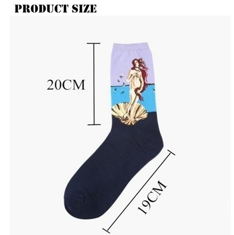 Retro Art Renaissance Oil Painting Socks Van Gogh Polyester Mona Lisa Gustav Klimt Long Sock Winter Autumn Cotton Men Women Sock