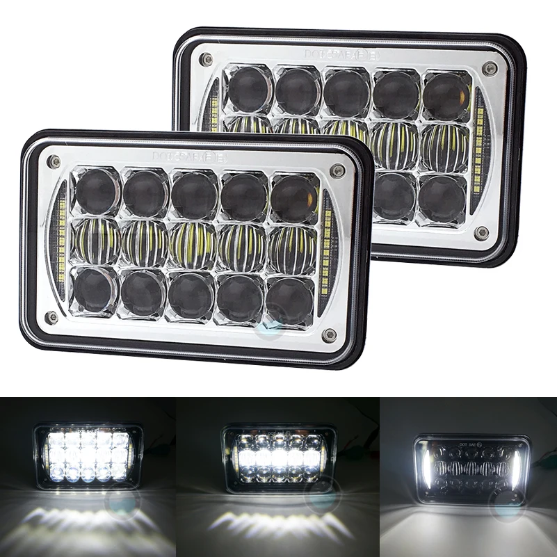 

2pcs 4x6'' Square led headlight 48W 5D for H4656 4651 Kenworth Peterbilt Chevrolet GMC TOYOTA Nissan Buick